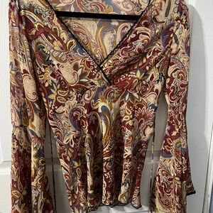 Paisley Fall Bell Sleeve Blouse